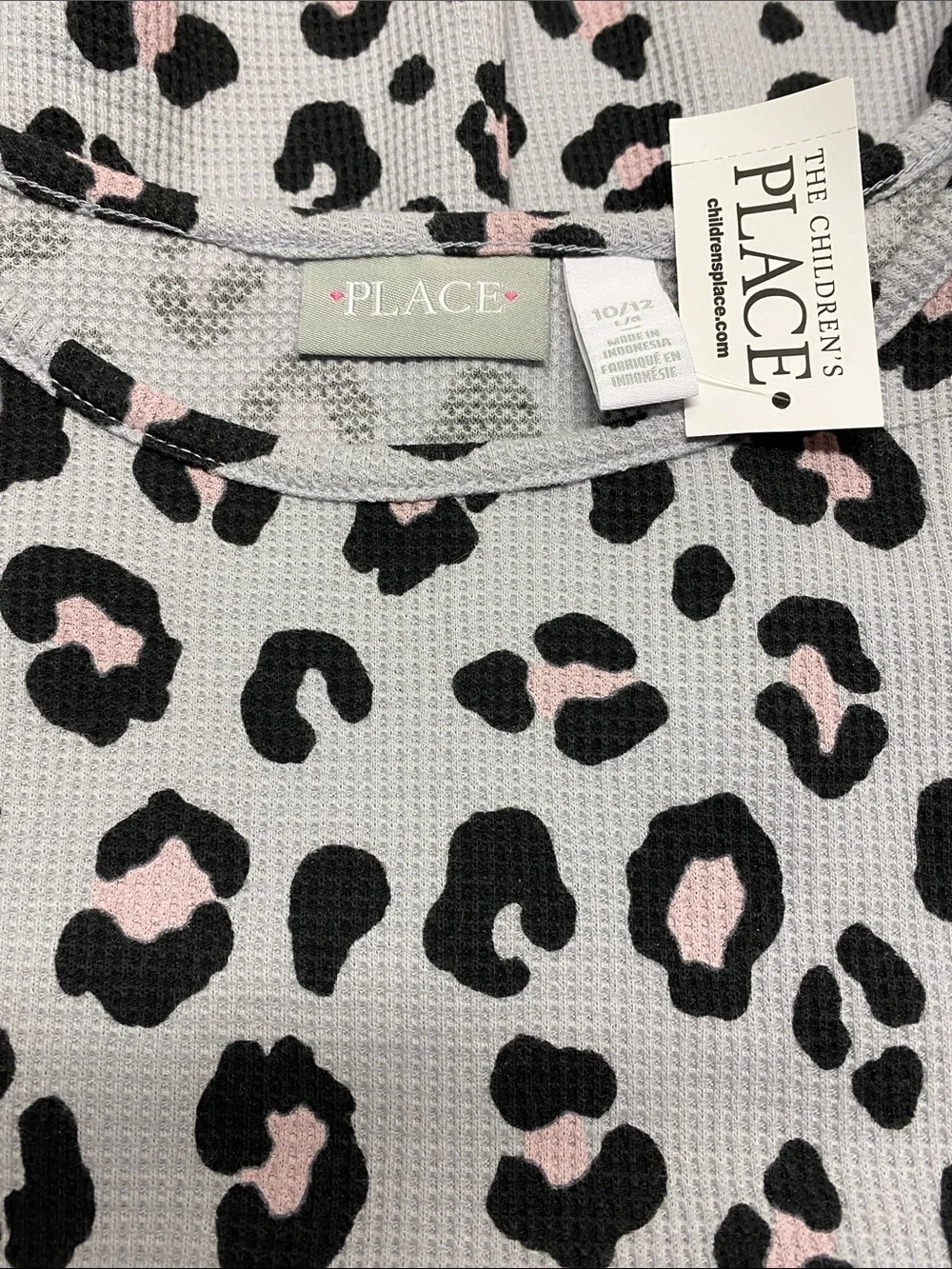The Children's Place Gray Leopard Print Thermal Long-Sleeve Dress